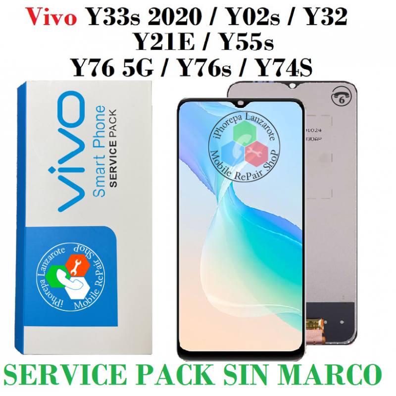 Vivo Y33s 2020 V2109 ( GLOBAL ) / Y02s / Y32 / Y21E / Y55S / Y76 5G / Y76S / Y74S - PANTALLA SERVICE PACK SIN MARCO