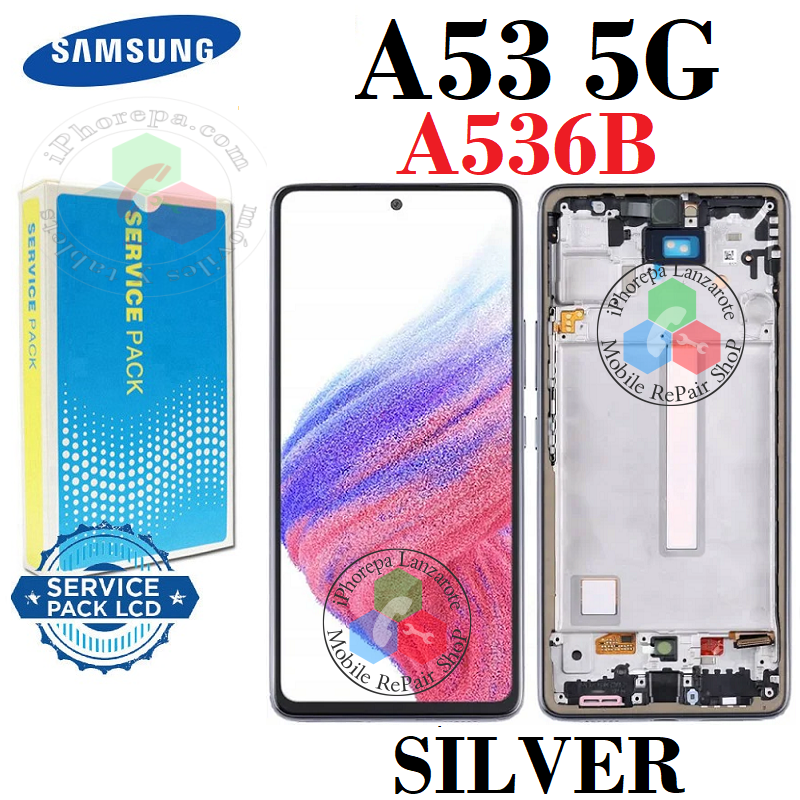 Samsung A53 5G 2022 A536B A536 - Pantalla SERVICE PACK CON MARCO SILVER PLATA