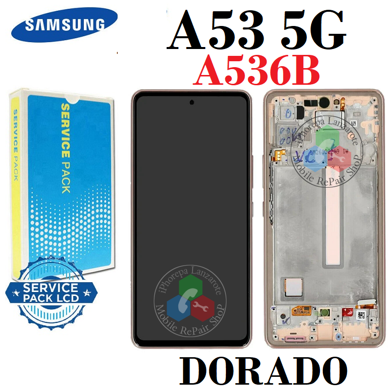 SAMSUNG A53 5G A536B A536 - PANTALLA SERVICE PACK CON MARCO NARANJA - DORADO