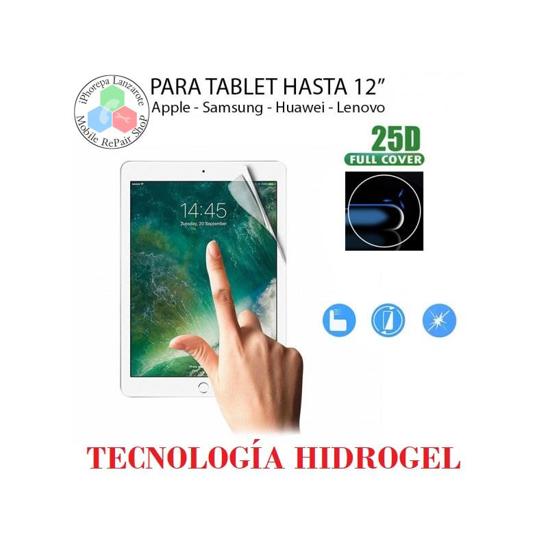 Protector de pantalla hidrogel para TODAS LAS tablet hasta 12'