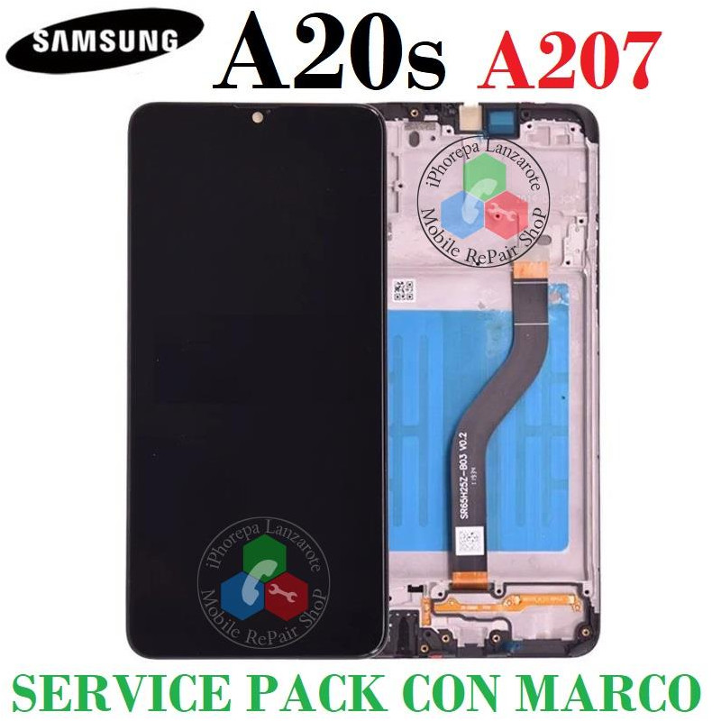 SAMSUNG A20s A207F - PANTALLA SERVICE PACK CON MARCO