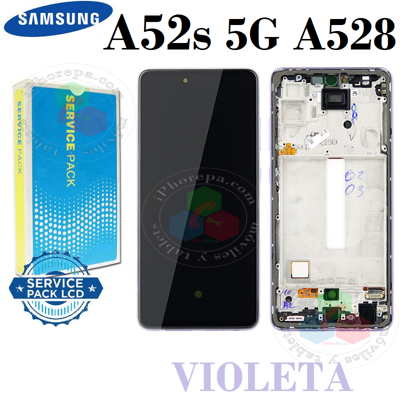 Samsung A52s 2021 5G A528B A528 - Pantalla SERVICE PACK con marco VIOLETA