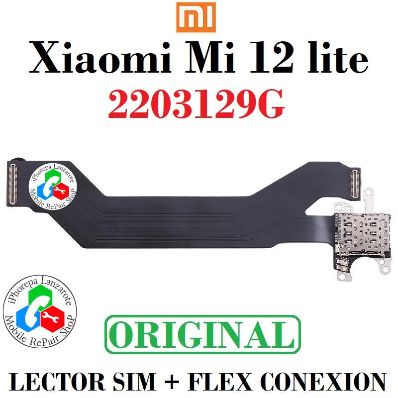 Xiaomi Mi 12 lite 2203129G - FLEX LECTOR SIM + FLEX CONEXION - ORIGINAL