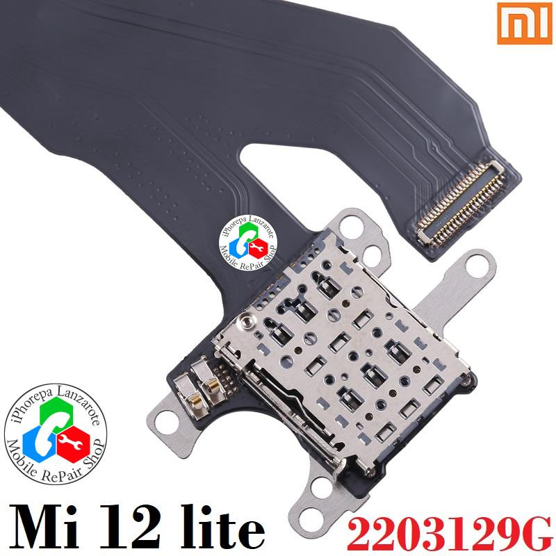 Xiaomi Mi 12 lite 2203129G - FLEX LECTOR SIM + FLEX CONEXION - ORIGINAL