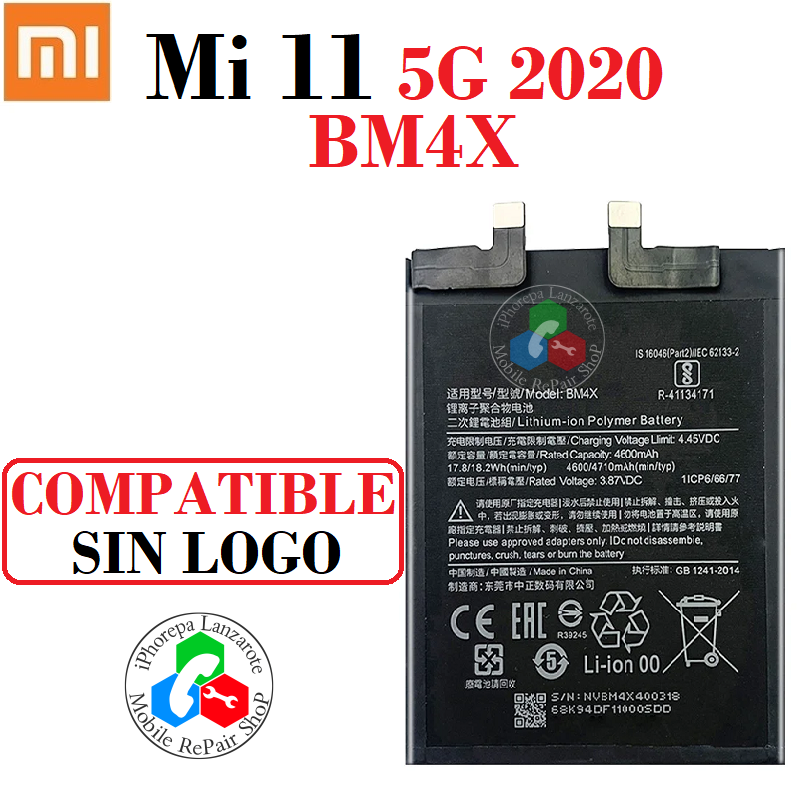 Xiaomi Mi 11 5G 2020 M2011K2C / M2011K2G " BM4X " - BATERÍA compatible sin logo