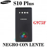 SAMSUNG S10 PLUS G975 G975F - TAPA TRASERA NEGRO COMPATIBLE + LENTE DE CAMARA