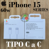 iPhone 15 5G 2023 A3090 / 15 Plus 5G 2023 A3094 / iPhone 15 Pro 5G 2023 A3102 / 15 Pro Max 5G 2023 A3106 Cable Tipo C a C - 60w