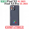 Oppo Find X3 5G 2021 PEDM00 PEEM00 / Oppo Find X3 Pro 5G 2021 CPH2173 - tapa trasera negra compatible