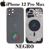 iPhone 12 Pro Max - TAPA TRASERA / CARCASA / CHASIS SIN COMPONENTES con logo - negro