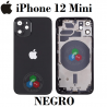 iPhone 12 Mini - TAPA TRASERA / CARCASA / CHASIS SIN COMPONENTES CON LOGO - NEGRO