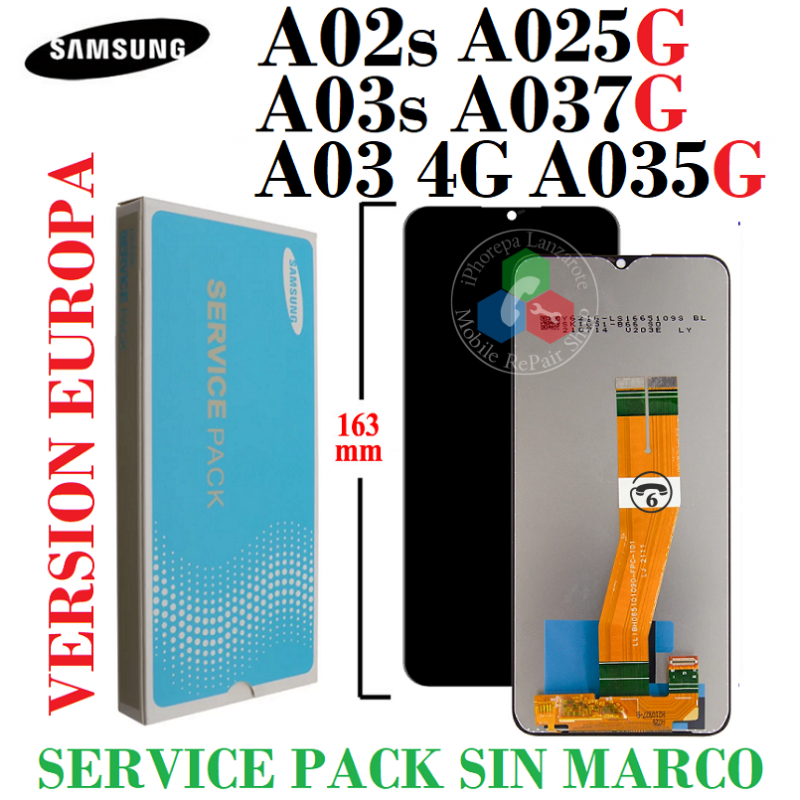 SAMSUNG A02s A025 A025G / A03s A037 A037G / a03 4G a035 A035G (Version Europa) - PANTALLA SERVICE PACK SIN MARCO