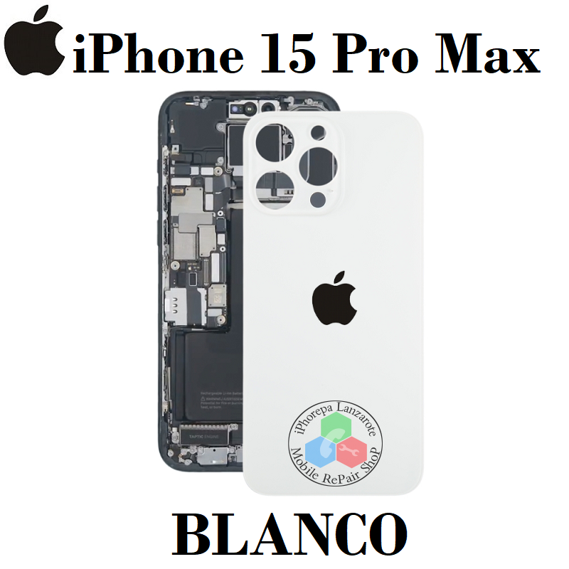 iPhone 15 Pro Max 5G 2023 A3106 - TAPA TRASERA COMPATIBLE CON LOGO - TITANIO BLANCO