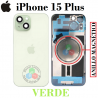 iPhone 15 Plus 5G 2023 A3094 - TAPA DE CRISTAL + MARCO + LENTE DE CAMARA + ANILLO MAGNÉTICO + LOGO - VERDE