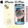 iPhone 15 Plus 5G 2023 A3094 - TAPA DE CRISTAL + MARCO + LENTE DE CAMARA + ANILLO MAGNÉTICO + LOGO - AMARILLO
