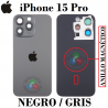 iPhone 15 Pro 5G 2023 A3102 - TAPA DE CRISTAL + MARCO + LENTE DE CAMARA + ANILLO MAGNÉTICO + LOGO - NEGRO TITANIO / GRIS