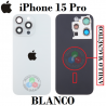 iPhone 15 Pro 5G 2023 A3102 - TAPA DE CRISTAL + MARCO + LENTE DE CAMARA + ANILLO MAGNÉTICO + LOGO - TITANIO BLANCO