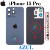 iPhone 15 Pro 5G 2023 A3102 - TAPA DE CRISTAL + MARCO + LENTE DE CAMARA + ANILLO MAGNÉTICO + LOGO - TITANIO AZUL