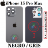 iPhone 15 Pro Max 5G 2023 A3106 - TAPA DE CRISTAL + MARCO + LENTE DE CAMARA + ANILLO MAGNÉTICO + LOGO - TITANIO NEGRO