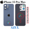 iPhone 15 Pro Max 2023 A3106 - TAPA DE CRISTAL + MARCO + LENTE DE CAMARA + ANILLO MAGNÉTICO + LOGO - TITANIO AZUL