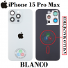 iPhone 15 Pro Max 5G 2023 A3106 - TAPA DE CRISTAL + MARCO + LENTE DE CAMARA + ANILLO MAGNÉTICO + LOGO - TITANIO BLANCO
