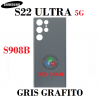 Samsung S22 Ultra 5G S908B 2022 - TAPA TRASERA de cristal CON LOGO - GRIS GRAFITO