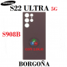Samsung S22 Ultra 5G S908B 2022 - TAPA TRASERA de cristal CON LOGO - Borgoña