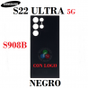 Samsung S22 Ultra 5G S908B 2022 - TAPA TRASERA de cristal CON LOGO - NEGRO