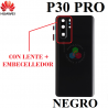 Huawei P30 Pro (VOG-L29, VOG-L09, VOG-L04) - TAPA TRASERA + LENTE - NEGRO COMPATIBLE con lente