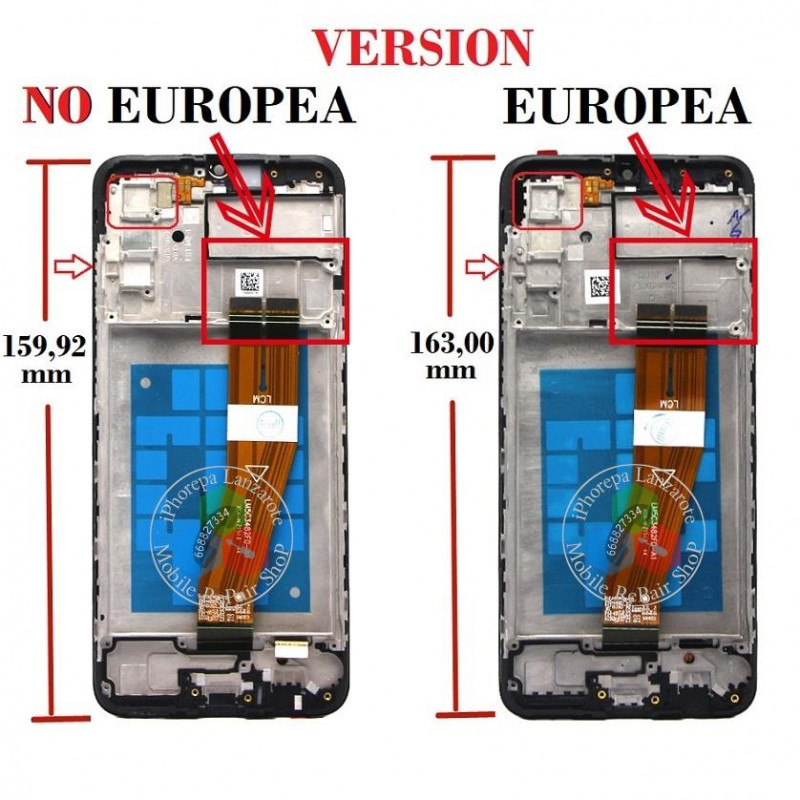 SAMSUNG A02s 2020 A025F A025 - PANTALLA SERVICE PACK CON MARCO VERSION NO EUROPEA