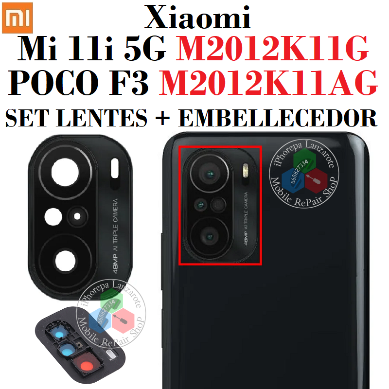 Xiaomi Mi 11i 5G M2012K11G 2021 / POCO F3 ( M2012K11AG ) - cristal lente de cámara + embellecedor + bisel - original