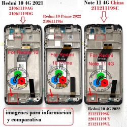 Xiaomi Redmi 10 4G 2022 21121119SG, 22011119UY, 21121119VL - PANTALLA compatible hq CON MARCO