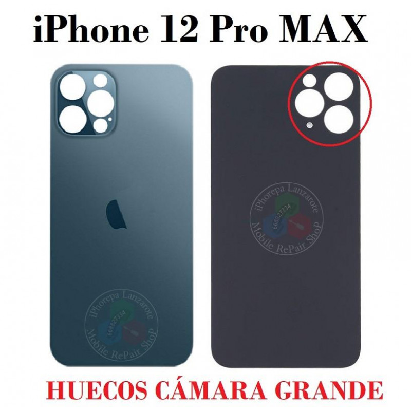 iPhone 12 Pro Max 2020 A2411 - TAPA TRASERA HUECO GRANDE - azul con logo
