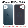 iPhone 12 Pro Max 2020 A2411 - TAPA TRASERA HUECO GRANDE - azul con logo