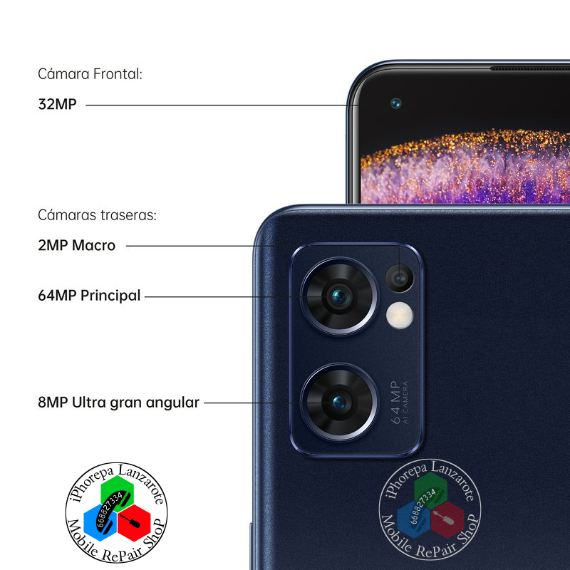Oppo Find X5 Lite 5G 2022 CPH2371 / Reno 7 5G 2022 CPH2371 - Camara frontal 32Mpx - ORIGINAL