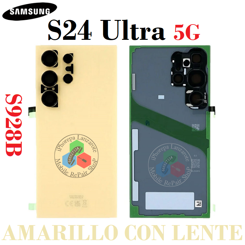 Samsung S24 Ultra 5G 2024 S928B s928 - TAPA TRASERA + LENTE - AMARILLO
