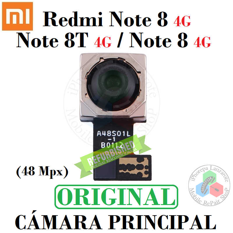 Xiaomi Redmi Note 8 4G 2019 M1908C3JH / Note 8T 4G 2019 M1908C3XG / Note 8 4G 2021 M1908C3JGG - camara trasera 48Mpx - ORIGINAL