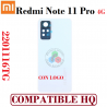 Xiaomi Redmi Note 11 Pro 4G 2022 2201116TG - TAPA TRASERA CON LOGO + LENTE - COMPATIBLE HQ (Polar White) BLANCO POLAR