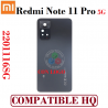 Xiaomi Redmi Note 11 Pro 5G 2022 2201116SG - TAPA TRASERA CON LOGO + LENTE - COMPATIBLE HQ  ( Graphite Gray ) GRIS GRAFITO