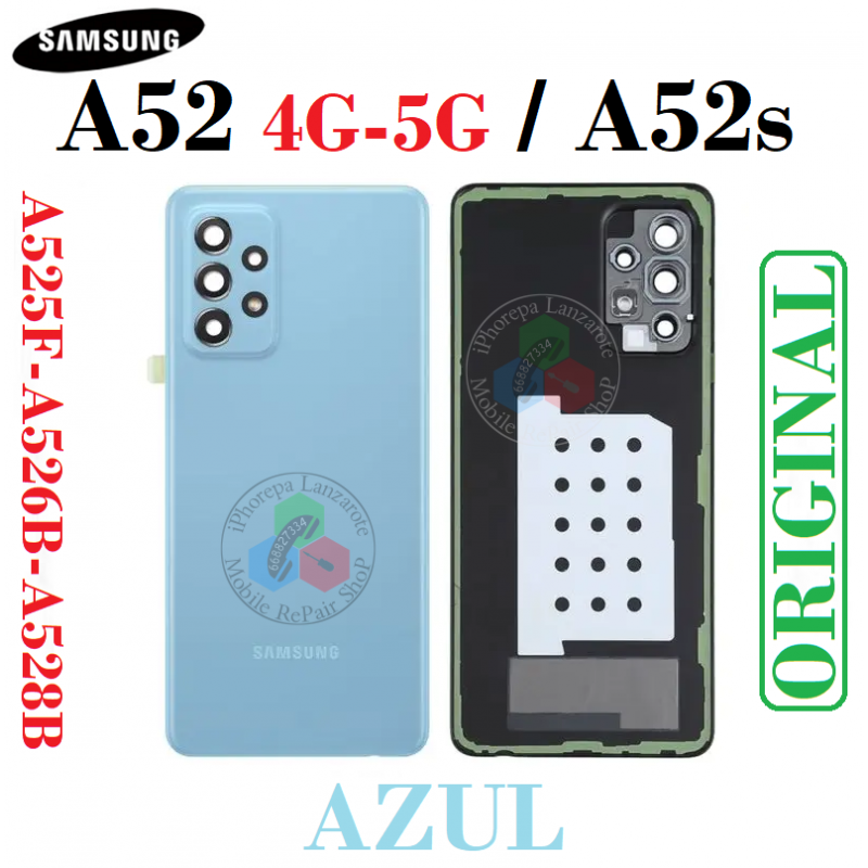 SAMSUNG A52 4G A525F / A52 5G A526B / a52s a528b - TAPA TRASERA con lente - AZUL - ORIGINAL