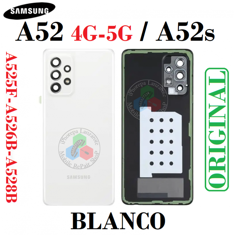 SAMSUNG A52 4G A525F / A52 5G A526B / a52s a528b - TAPA TRASERA con lente - BLANCO - ORIGINAL