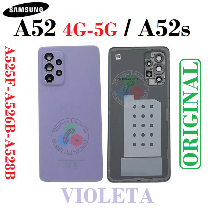 SAMSUNG A52 4G A525F / A52 5G A526B / a52s a528b - TAPA TRASERA con lente - VIOLETA - ORIGINAL
