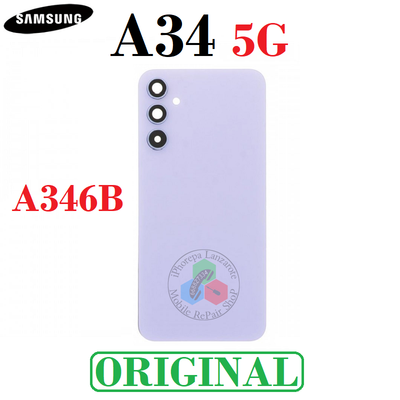 Samsung A34 5G 2023 A346B - Tapa trasera + Lente - Violeta - Original