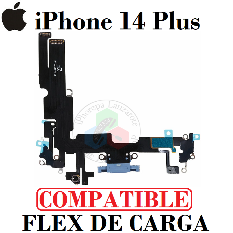 iPhone 14 PLUS - FLEX DE CARGA COMPATIBLE - AZUL