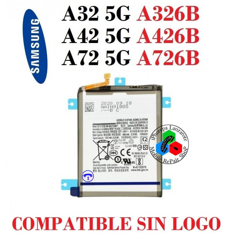 SAMSUNG A32 5G A326B / A42 5G A426B / A72 5G A726B - BATERIA compatible sin LOGO