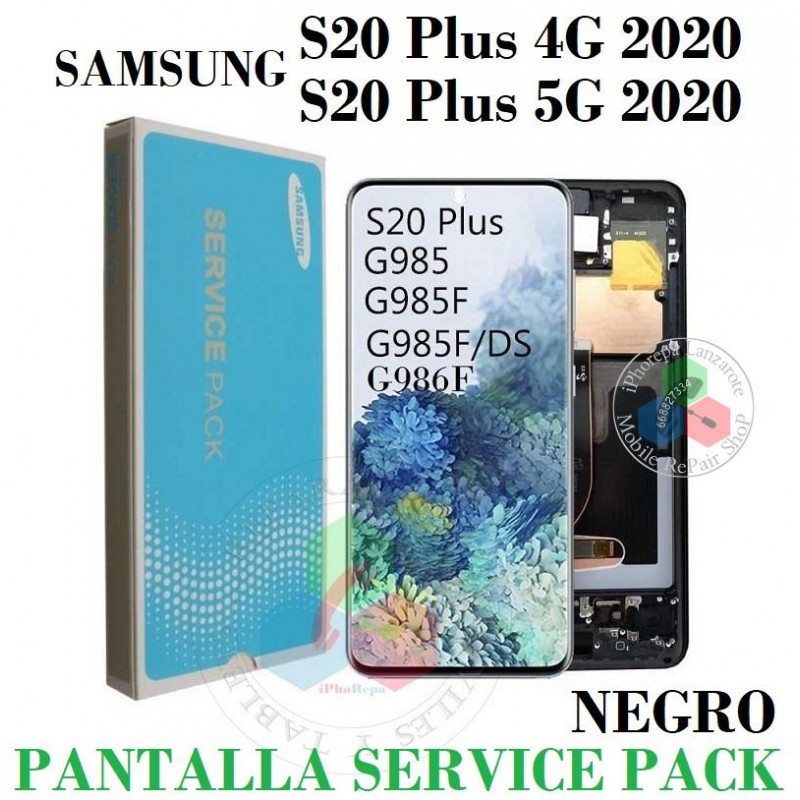 samsung S20 Plus 4G 2020 G985F G985 / S20 Plus 5G 2020 G986B G986 - PANTALLA original SERVICE PACK CON MARCO NEGRO