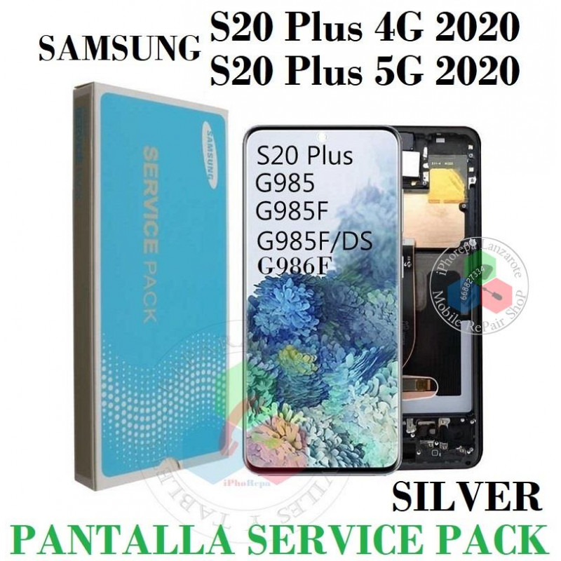 samsung S20 Plus 4G 2020 G985F / S20 Plus 5G 2020 G986B - PANTALLA original SERVICE PACK SILVER