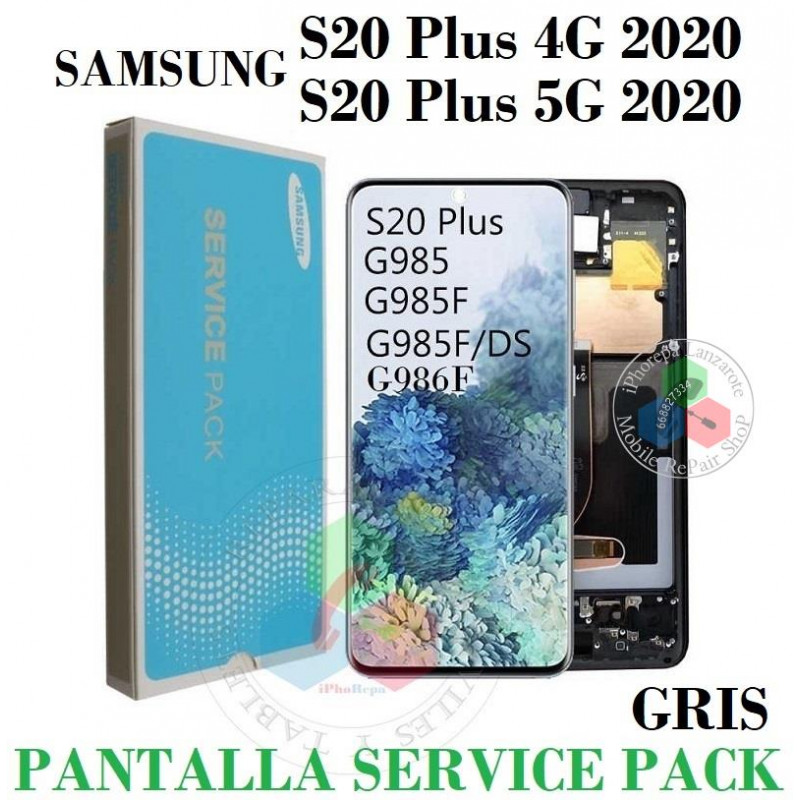 samsung S20 Plus 4G 2020 G985F / S20 Plus 5G 2020 G986B - PANTALLA original SERVICE PACK GRIS