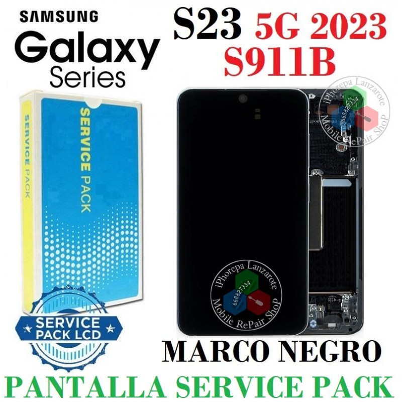 Samsung S23 5G 2023 S911B - Pantalla Service Pack con marco negro