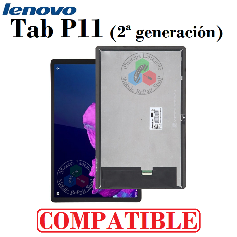 Lenovo Tab P11 (2ª generación), 2023, TB350FU, TB350XU, TB350 - PANTALLA COMPLETA - COMPATIBLE