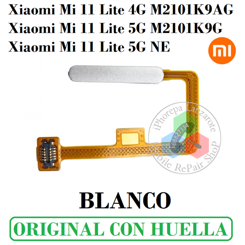 Xiaomi Mi 11 Lite 4G M2101K9AG / Mi 11 Lite 5G M2101K9G / 11 Lite 5G NE 2021 2109119DG - FLEX HUELLA+POWER - blanco original